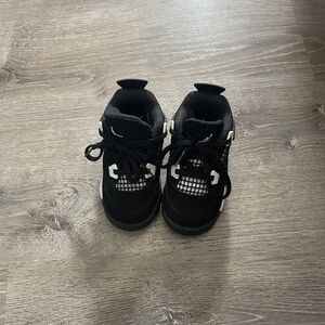 Kids Black Athletic Sneakers with White Accents Jordans Toddlers Shoes